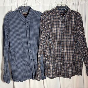 Men’s JOHNSTON. & MURPHY Bundle of 2 Cotton Plaid Button Down Shirts Sz XXL